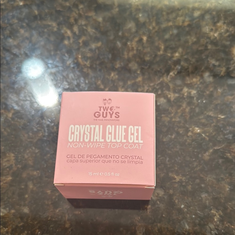 Two Guys Crystal Glue Gel Non-Wipe Top Coat 0.5 fl oz New Never Used